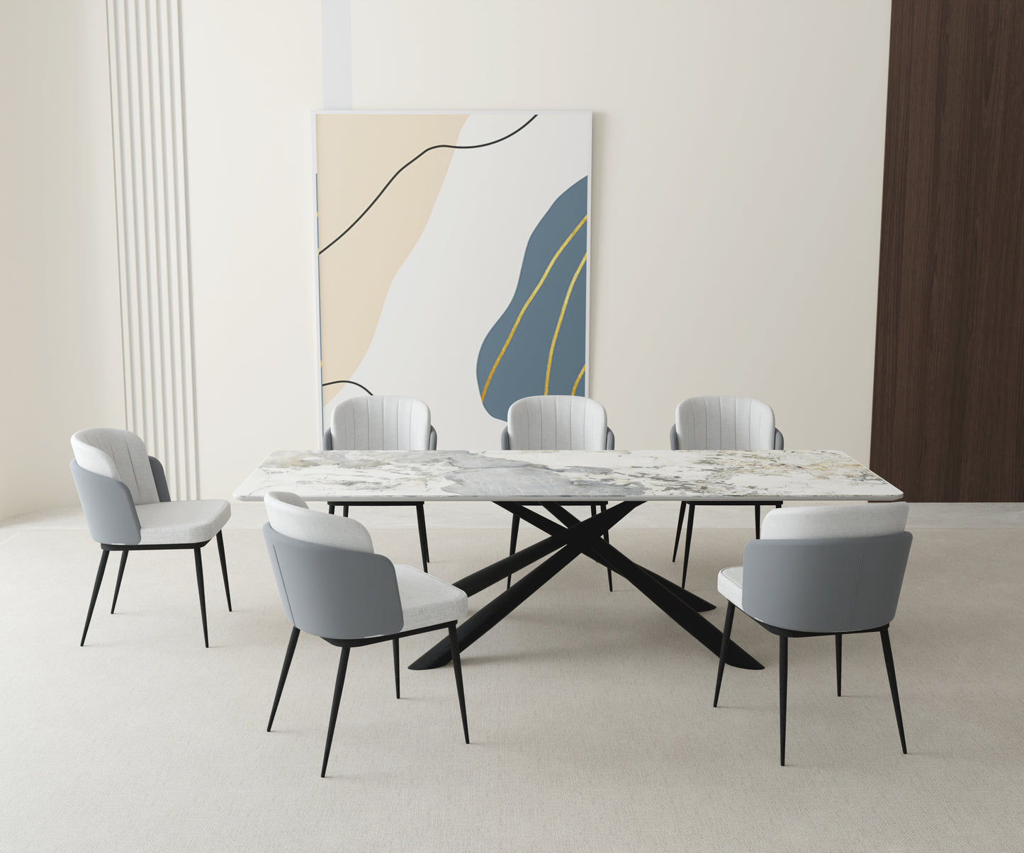 OKATOMA White Sintered Stone Dining Table