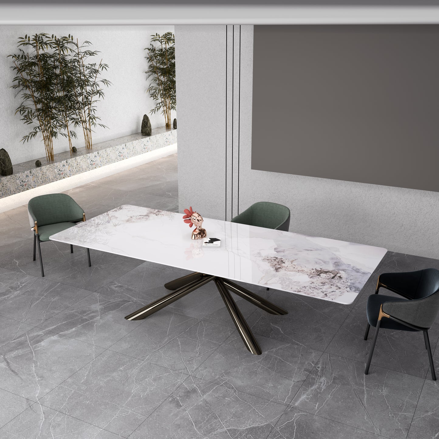 OKATOMA White Sintered Stone Dining Table