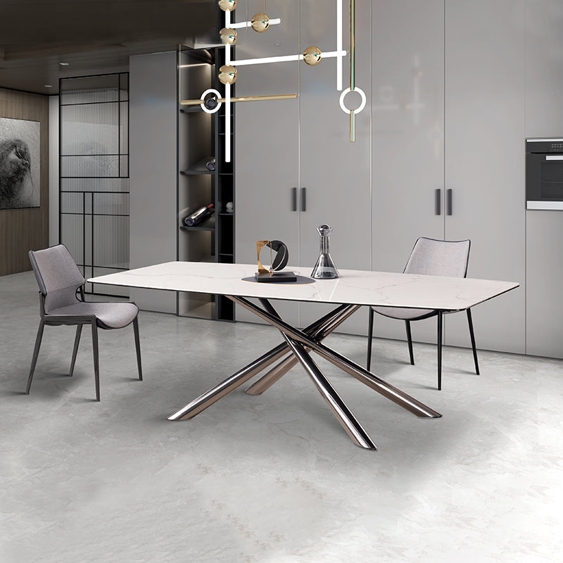 OKATOMA White Sintered Stone Dining Table